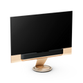 Bang & Olufsen, B&O, Beovision Theatre 77 Zoll in Gold Tone mit Stoffcover in Grey Melange auf Bodenstandfuß