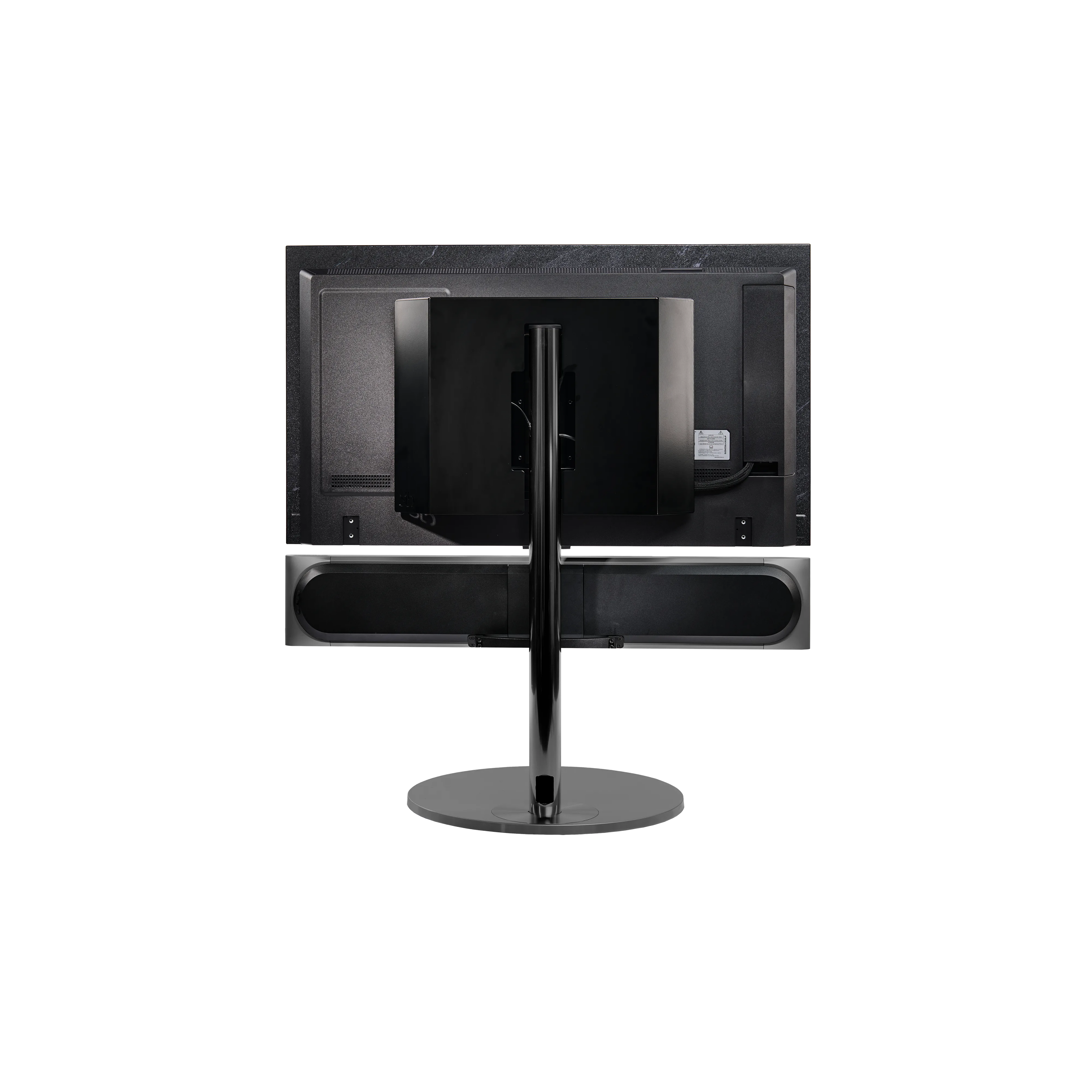 Beosound Premiere in black anthracite auf Bodenstandfuß von stb brackets,  42  Zoll LG OLED Panel - Ansicht von hinten 