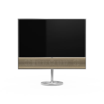 B&O Beovision Contour 48 Zoll silber - aauf Bodenstandfuß mit light oak Cover - frontal