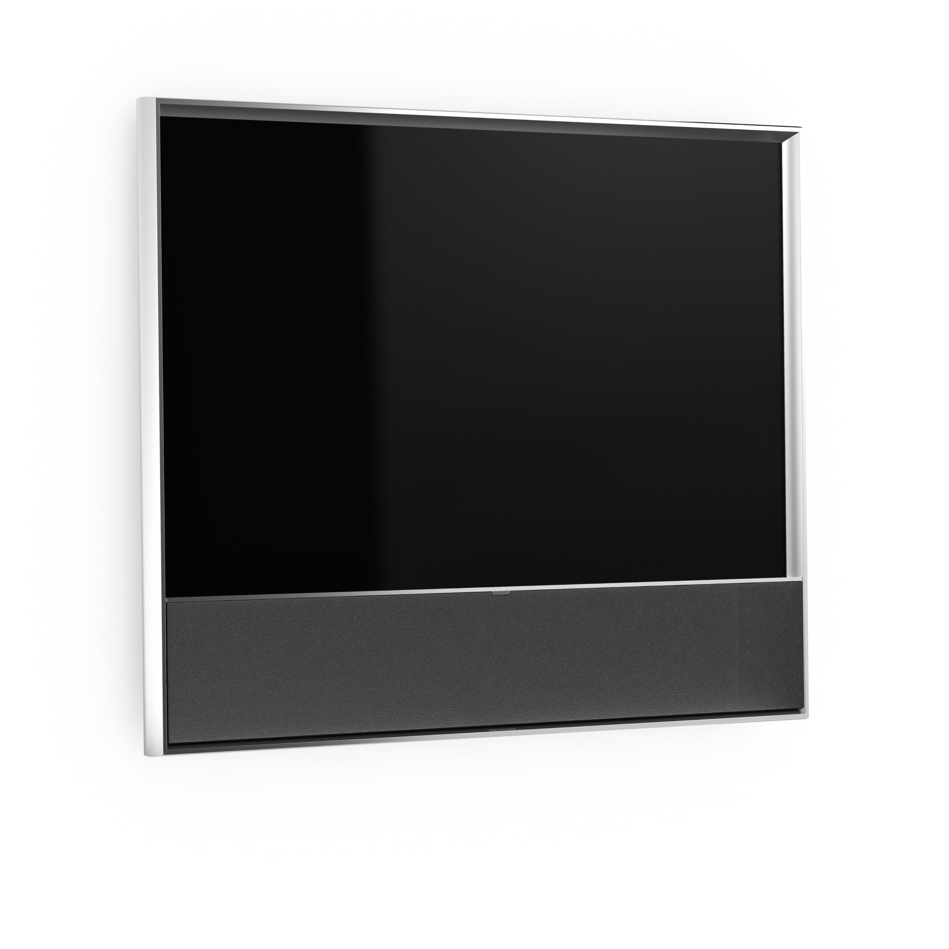 B&O Bang & Olufsen Beovision Contour 48 Zoll silber - an Wandhalterung mit grey melange Cover - seitlich vorn