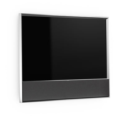 B&O Bang & Olufsen BeoVision Contour 55 Zoll mit silbernem Rahmen an Wandhalterung mit Cover in grey melange 