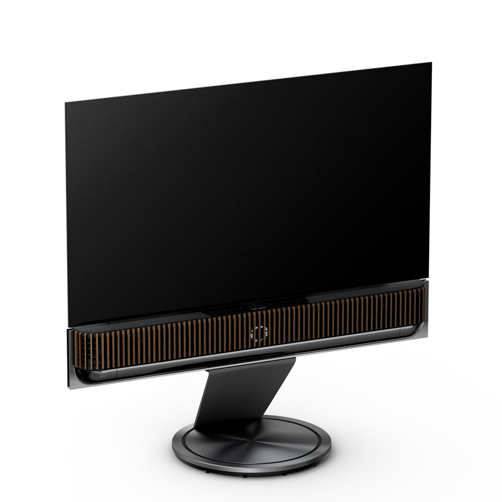 Bang & Olufsen Beovision Theatre 55 Zoll in black anthracite mit Cover in dark oak auf Motorbodenstandfuß