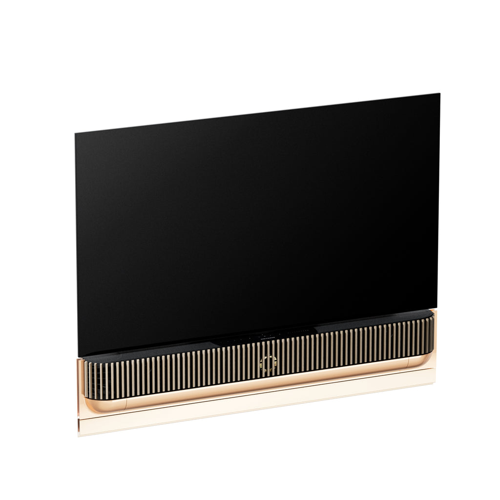 Bang & Olufsen Beovision Theatre 55 Zoll an Wandhalterung mit Holzcover in heller Eiche 