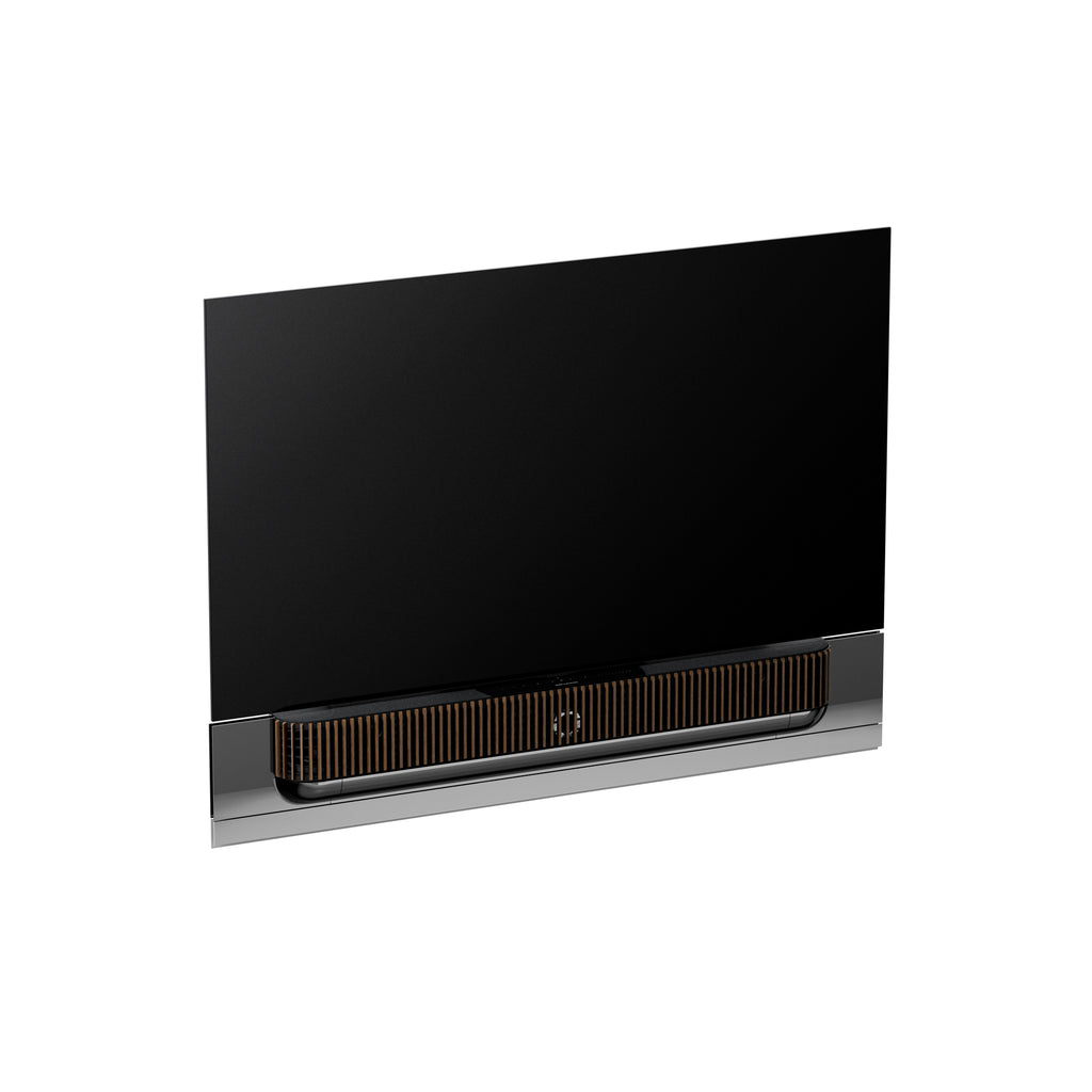 Bang & Olufsen Beovision Theatre 65 Zoll in black anthracite mit Cover in dark oak an Wandhalterung