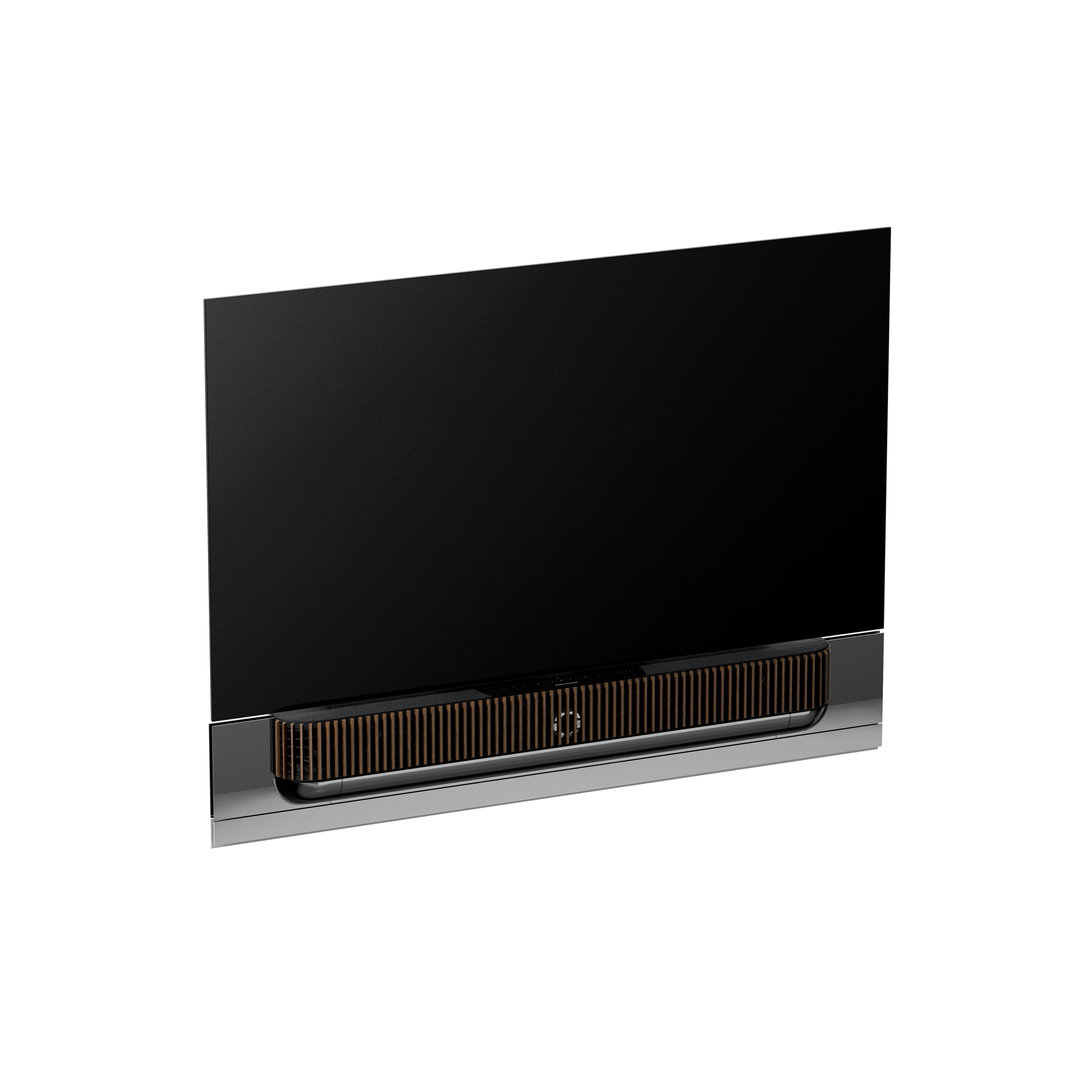 Bang & Olufsen Beovision Theatre 65 Zoll in black anthracite mit Cover in dark oak an Wandhalterung