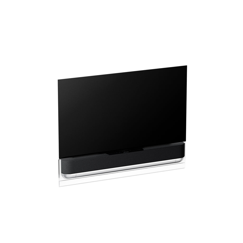 BeoSound Theatre as TV 55 inches  with grey cover on wall bracket